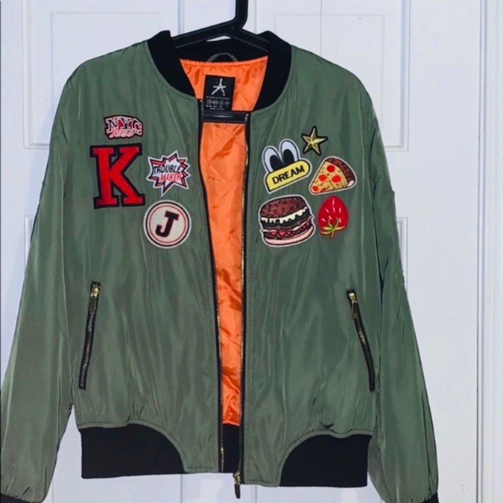 Boho Funky Green Bomber Jacket patch… - Picture 2 of 7
